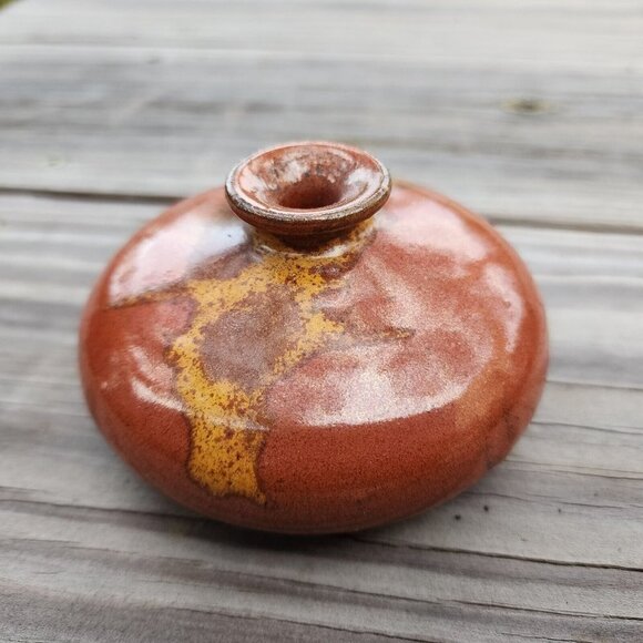 Mid Century Modern MCM Weed Pot Design Studio Pottery Clay Pot Glazed Signed R - Picture 1 of 9